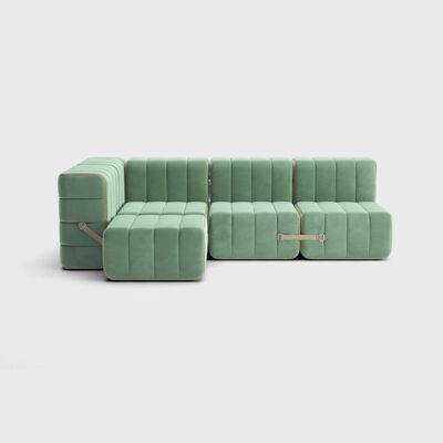 Curt Set 9 - e.g.B.Flexible small corner sofa - Barcelona - Patina - V3347/46 (Light Green)