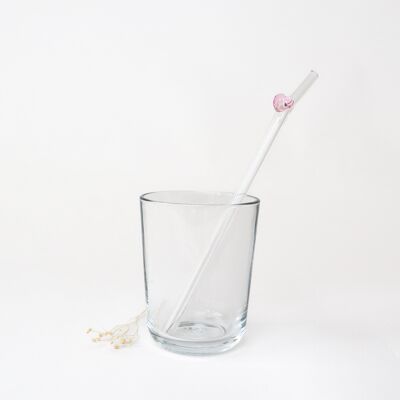Glass straws with pink heart