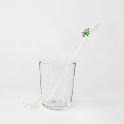 Glass straws with Christmas tree