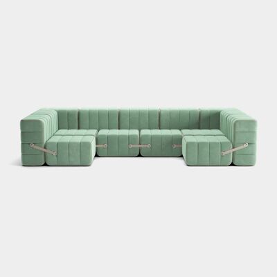 Conjunto corto 15, p. ej.b.Sofá flexible en forma de U - Barcelona - Patina - V3347/46 (verde claro)