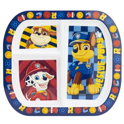 PIATTO RETTANGOLARE DIVISO CON SCOMPARTO PAW PATROL BOY RESCUE PUPS