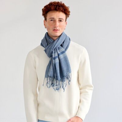 Bufanda de lana azul MAXENCE