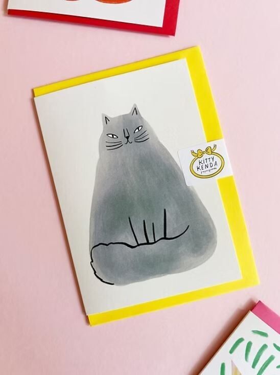 Carte de vœux Floofy Grey Cat