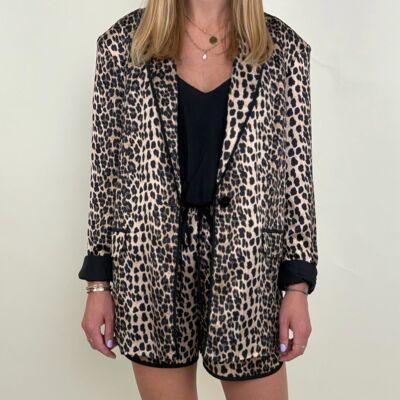 VESTE À IMPRIMÉ LÉOPARD AVEC DÉTAILS CONTRASTANTS (3569)