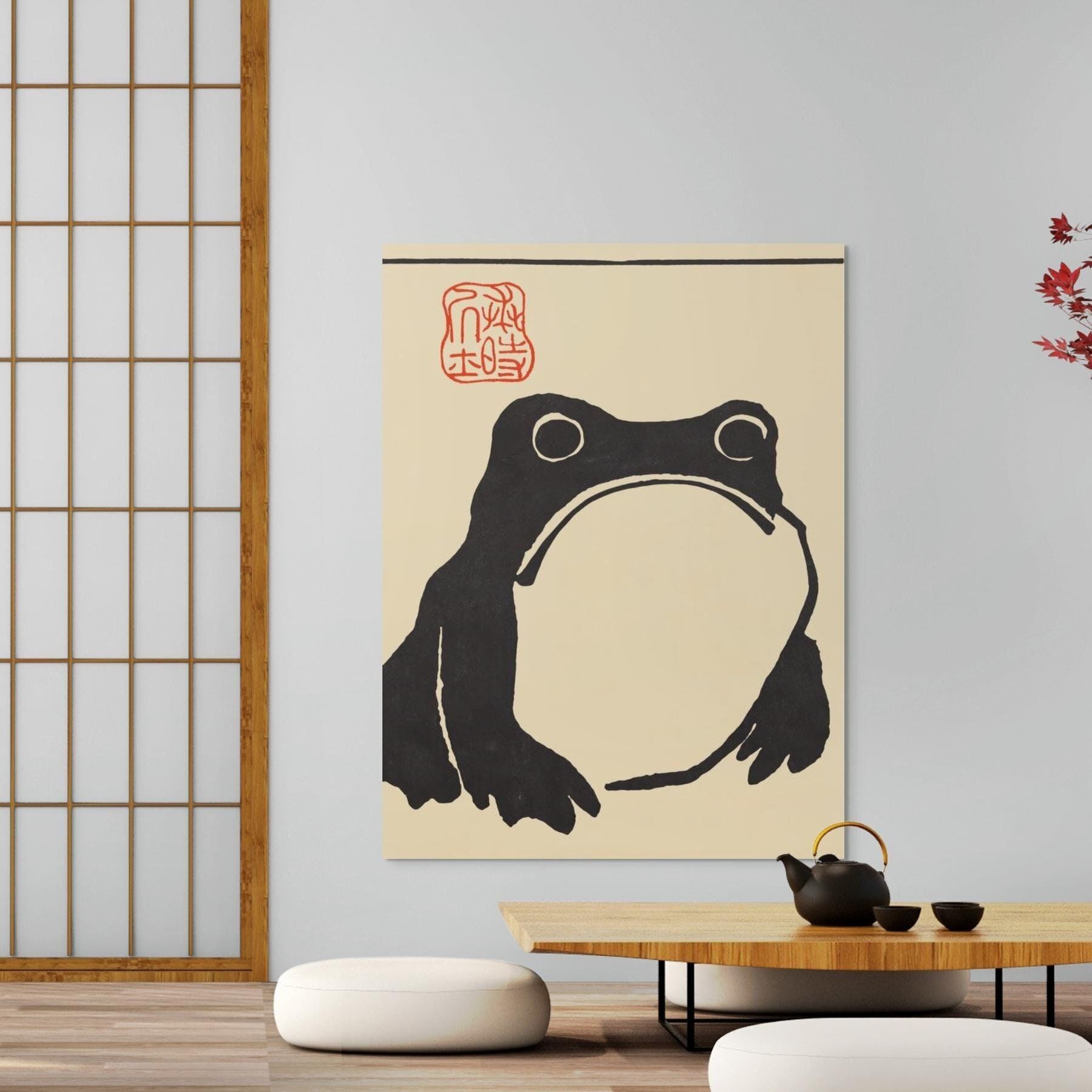 La rana solitaria di Matsumoto Hoji – Stampa giapponese – Rana triste – Arte asiatica Wabi-Sabi – Stile Japandi