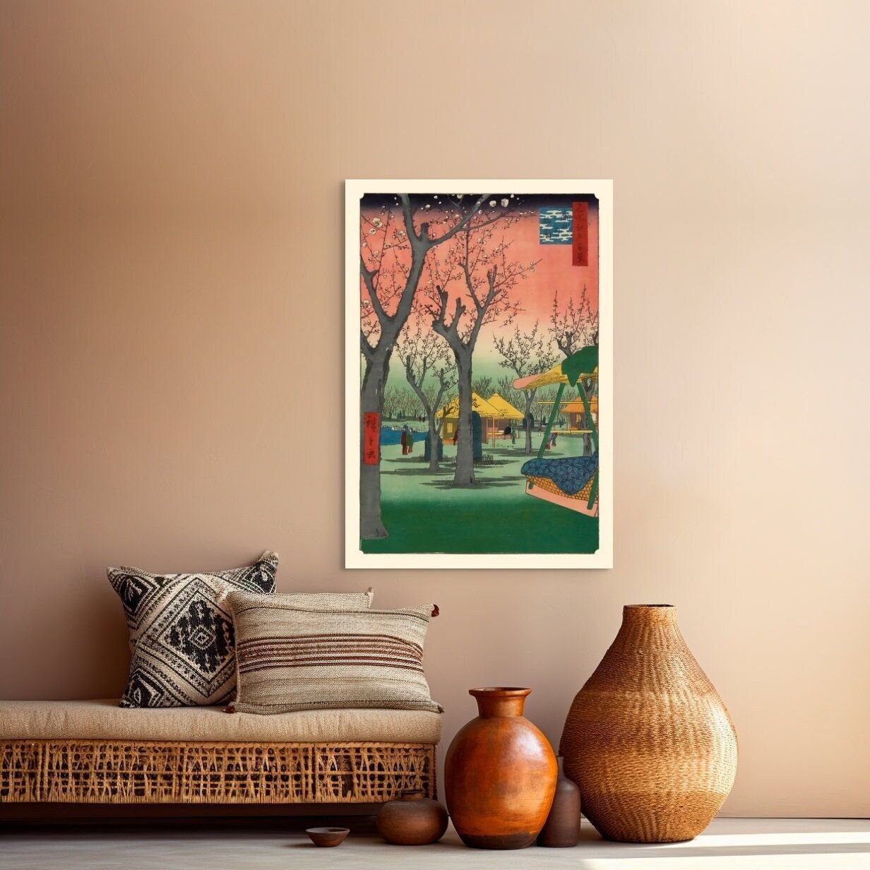 Arte murale – Giardino di prugne a Kamata 1857 – Stampa di Hiroshige – Arte giapponese Ukiyo-e – Stampa xilografica – Periodo Edo