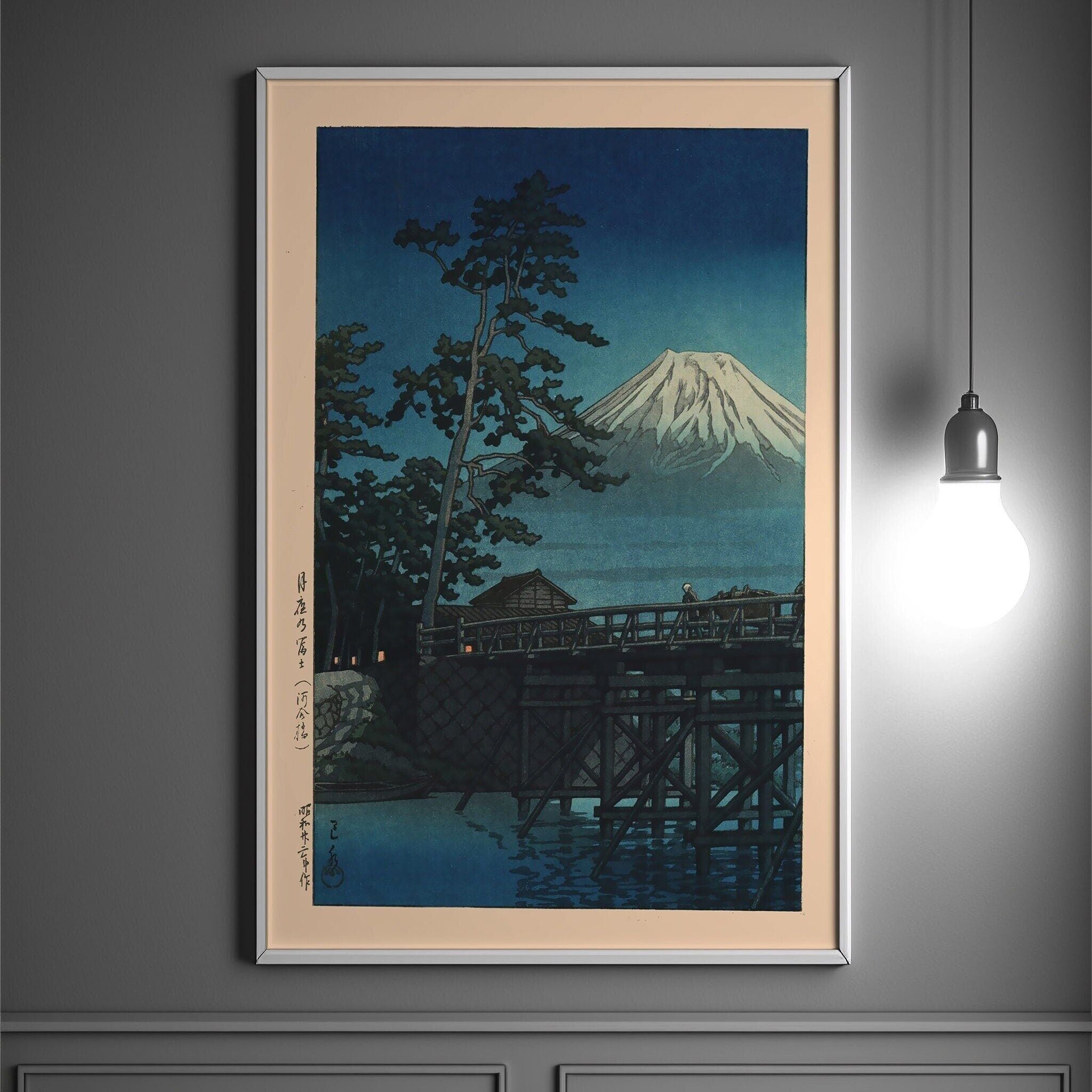 Monte Fuji al chiaro di luna Kawai 1947 – Arte giapponese Kawase Hasui – Stampa Ukiyo-e – Arte murale giapponese