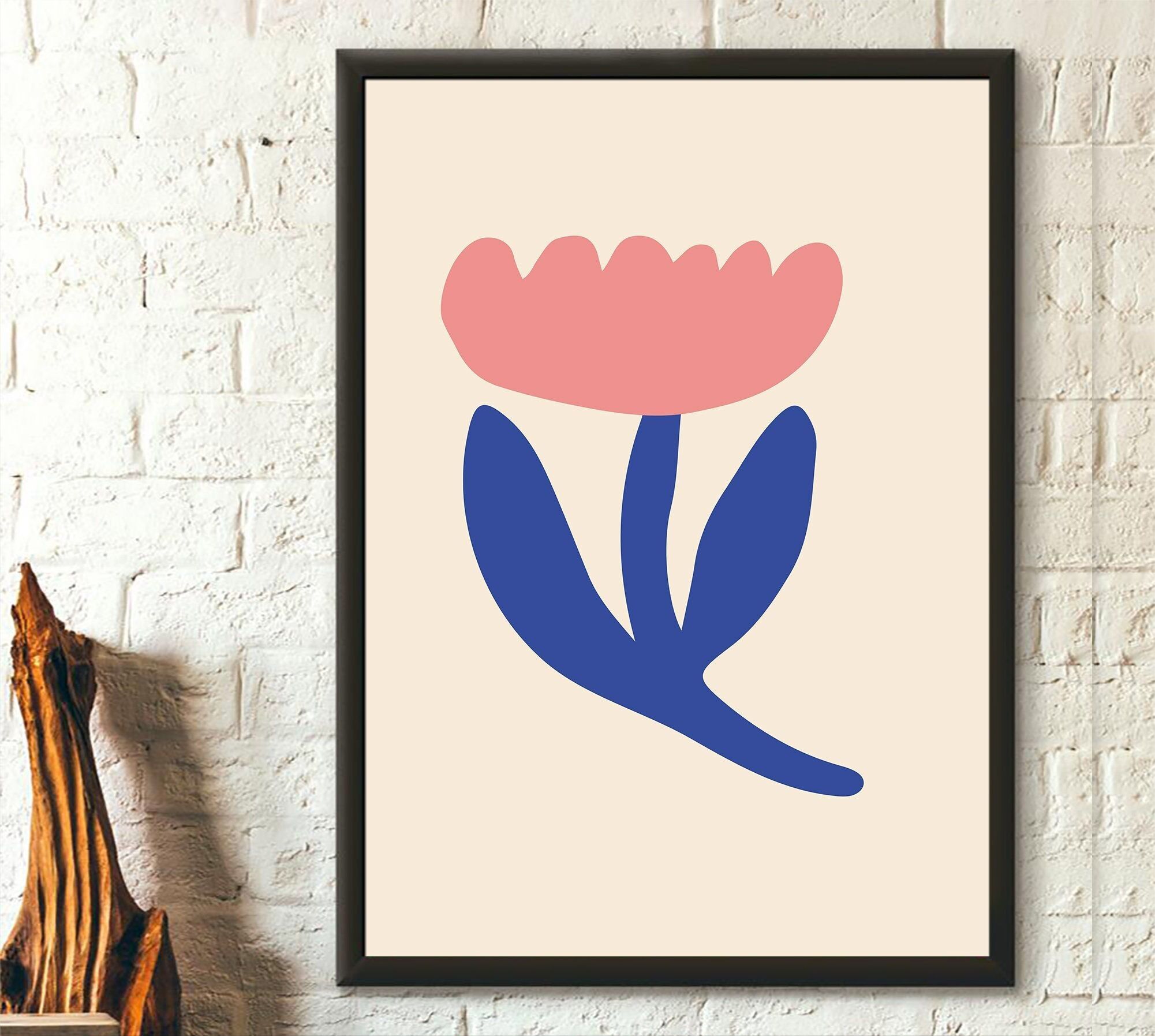 Arte murale moderna - Stampa floreale di metà secolo - Arte geometrica neutra - Decorazione boho arcobaleno - Poster da parete con motivi botanici bohémien