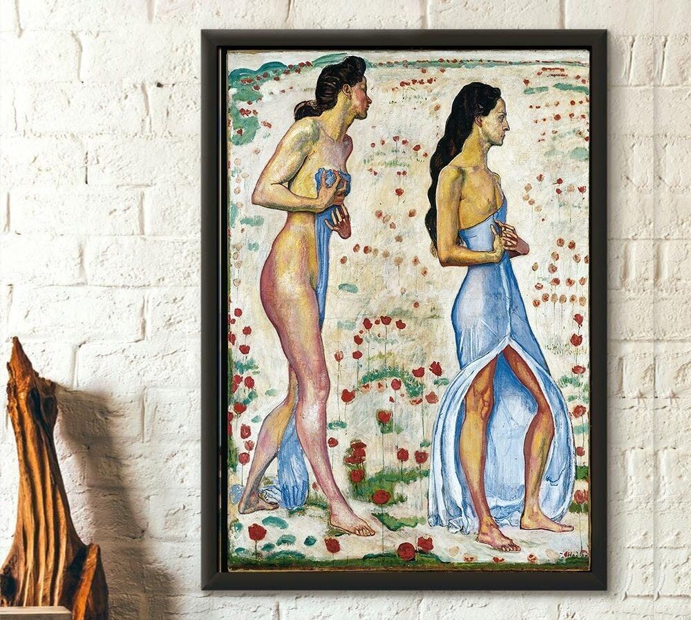 Due donne in fiori 1901 – Stampa di Ferdinand Hodler – Arte murale romantica – Poster di donne – Idea regalo Art Nouveau