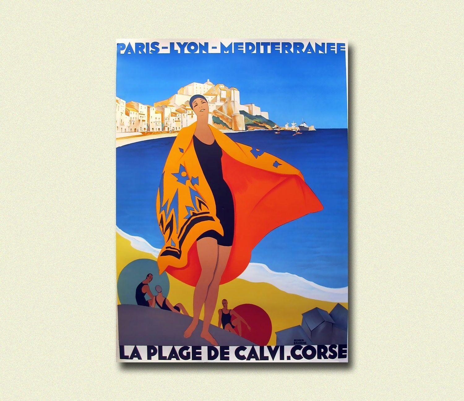 Poster Premium: Poster di viaggio nel Sud della Francia – Poster di viaggio in Corsica – Poster di Calvi – Arte murale sulla spiaggia – Decorazione per la casa
