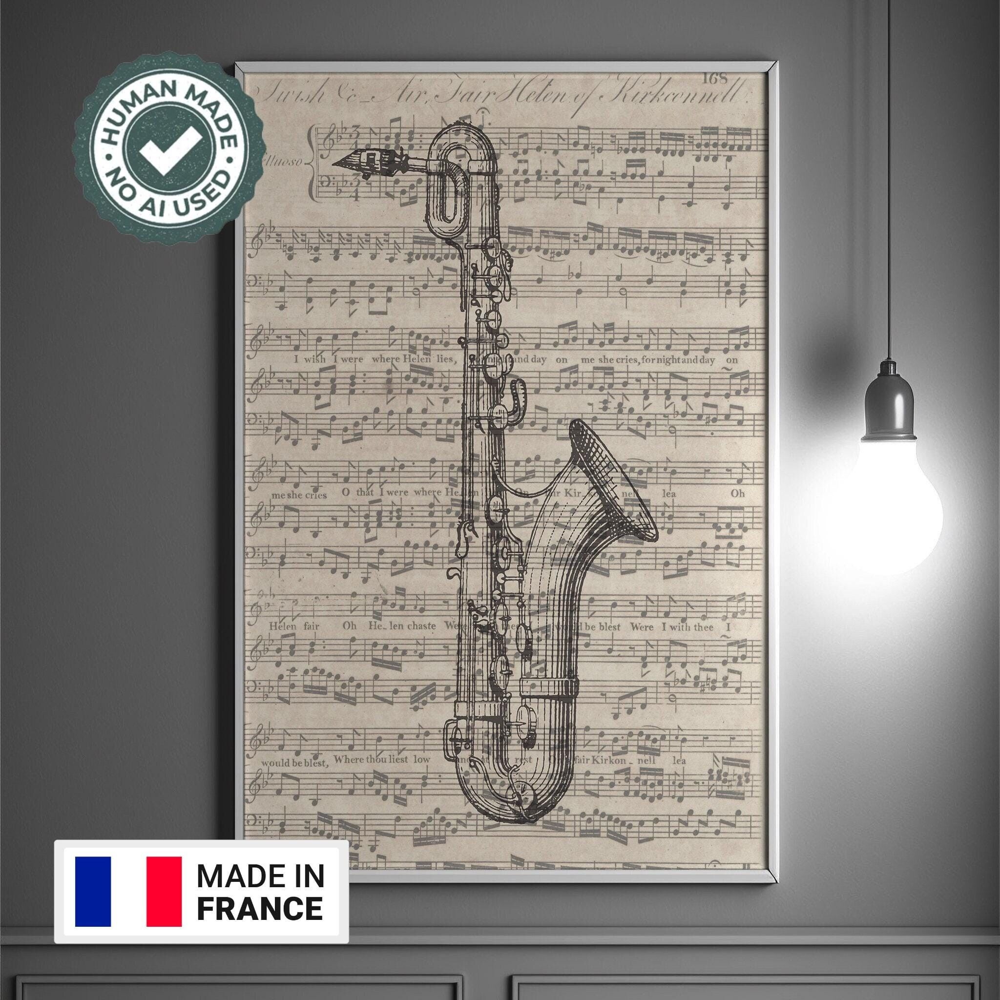 Poster da parete con note di sassofono – Design di alta qualità per fonografo