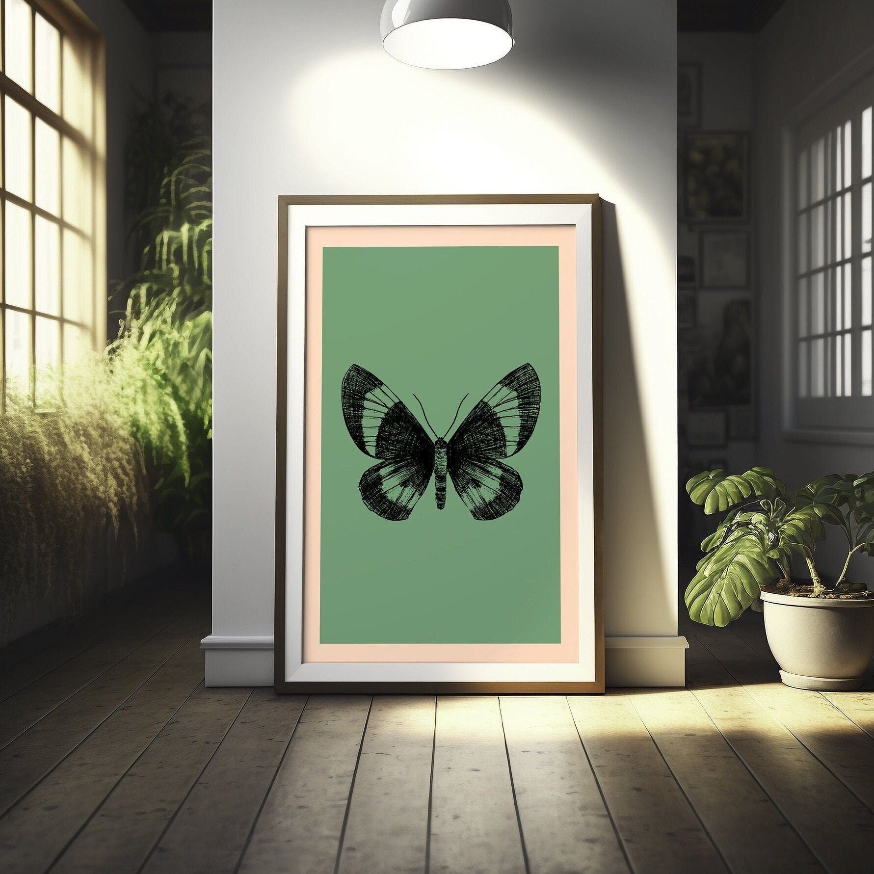 Poster artistico con farfalle – Stampa botanica premium per decorazioni murali