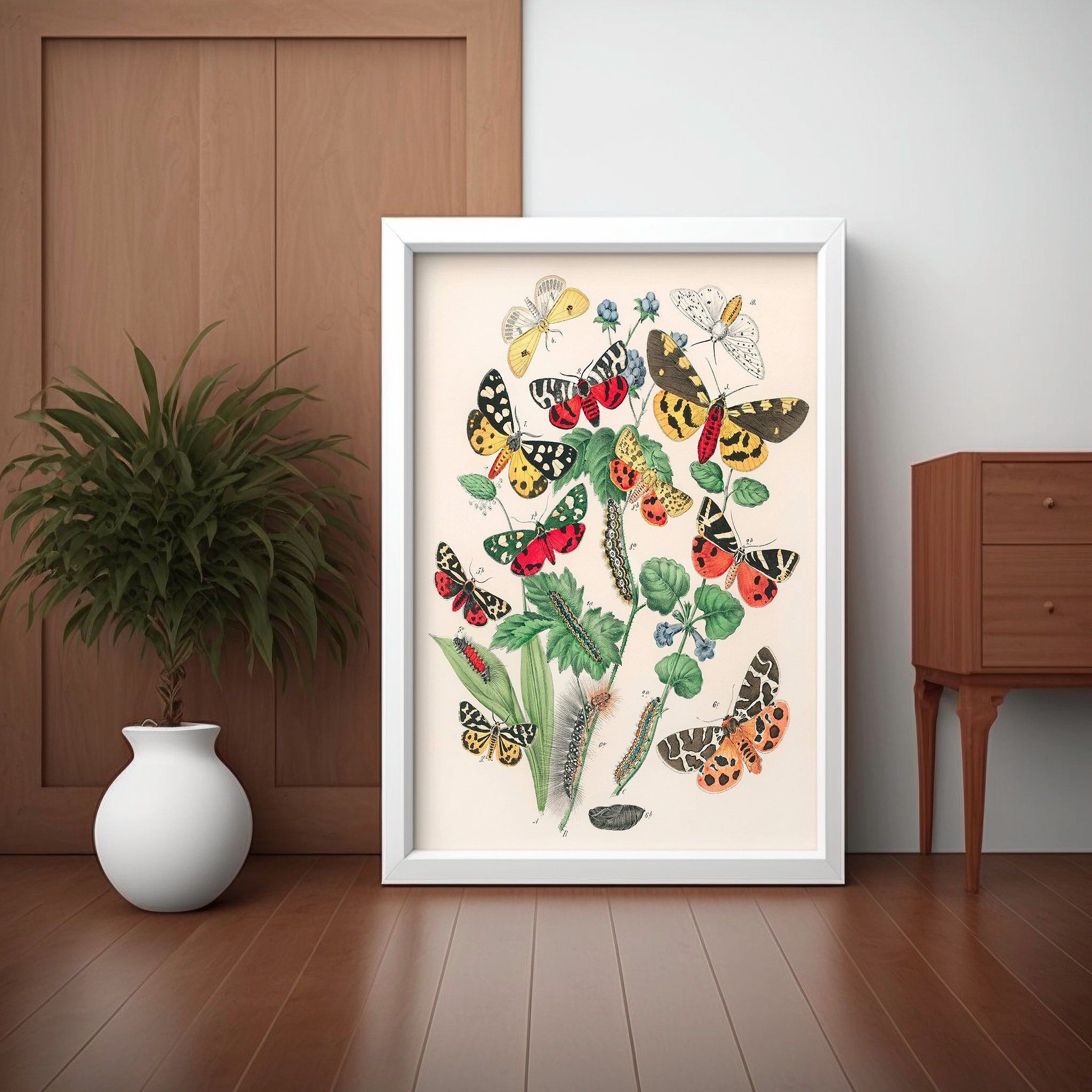 Poster botanico vintage con farfalle – Idea regalo unica per gli amanti della natura