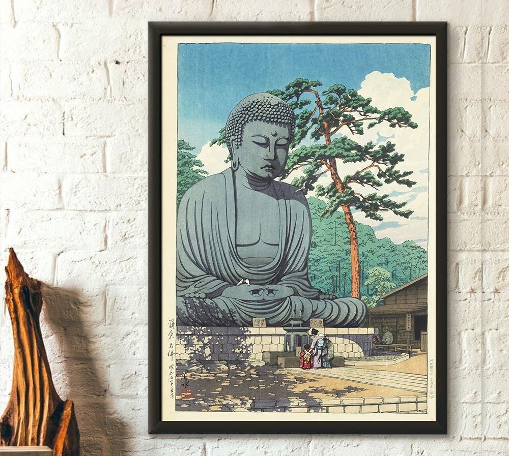 Grande Buddha di Kamakura 1930 – Stampa di Kawase Hasui – Arte giapponese Ukiyo-e – Riproduzione decorativa da parete