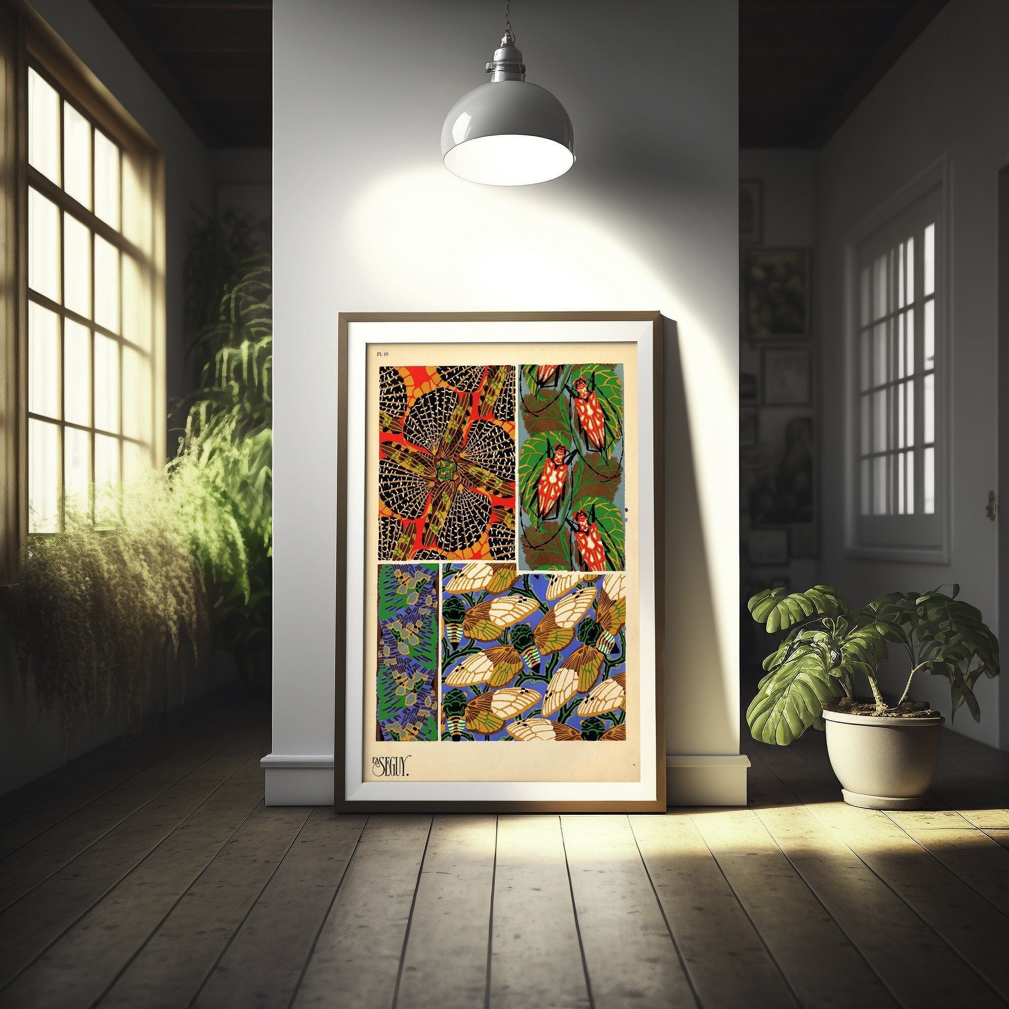 Poster di insetti in stile Art Nouveau – Stampa botanica vintage – Decorazione di alta qualità anni '20