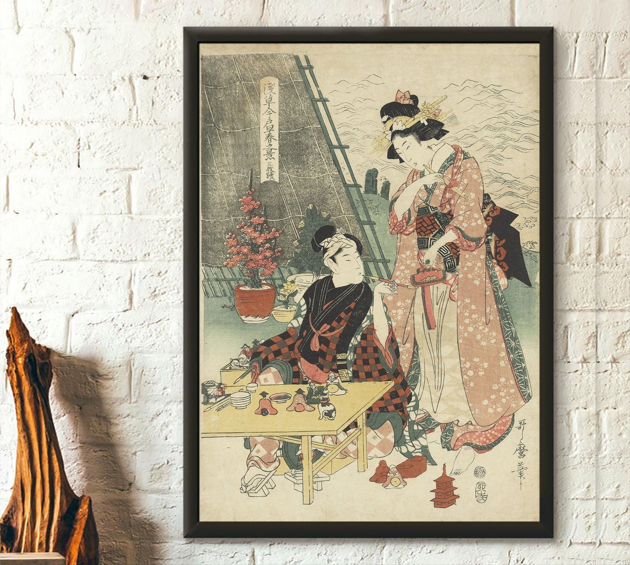 Manifesto Ukiyo-e di inizio primavera di Kitagawa Utamaro – Arte murale giapponese