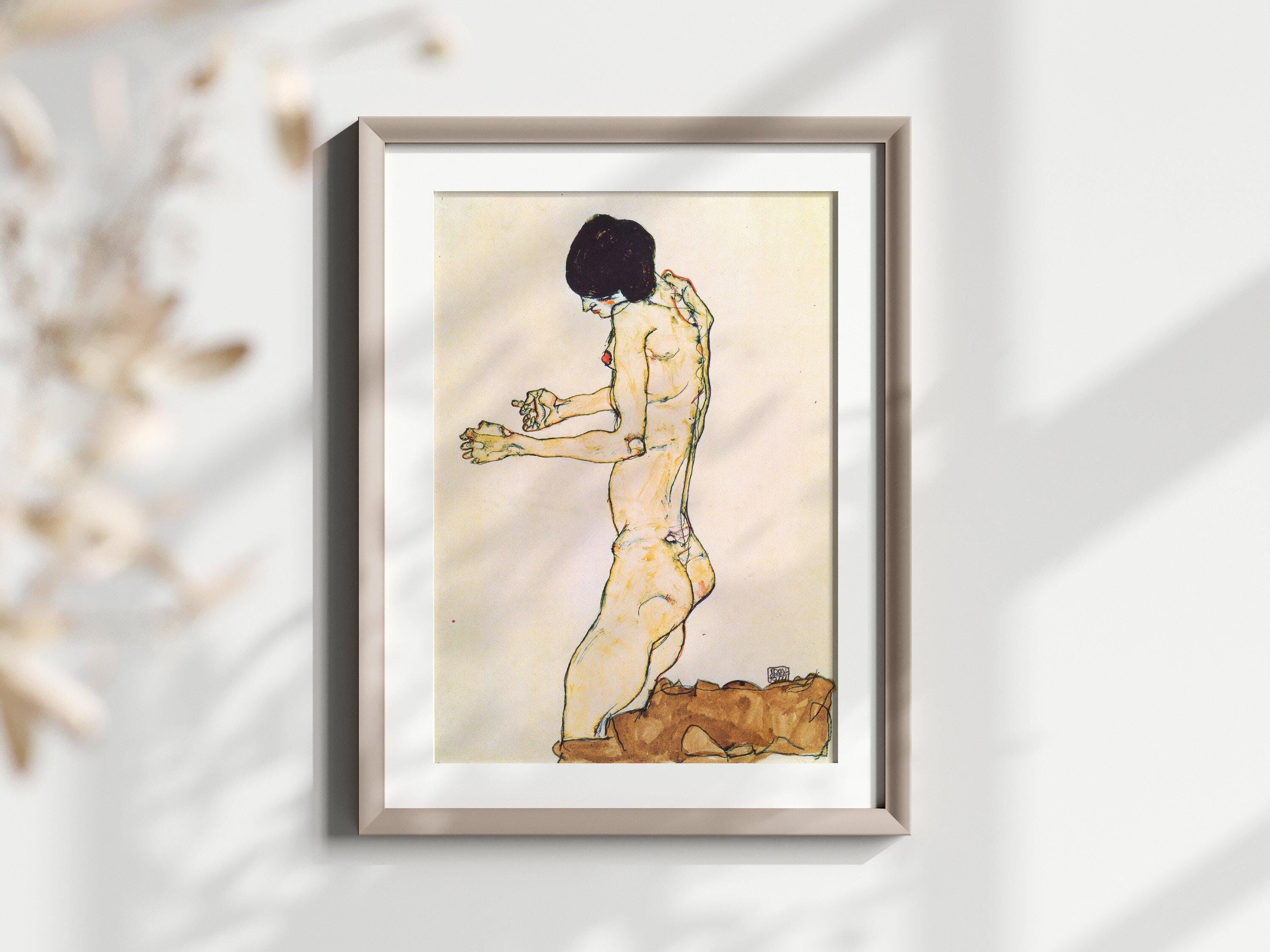 Elegante stampa vintage di nudo – Studio di figura – Arte murale senza tempo