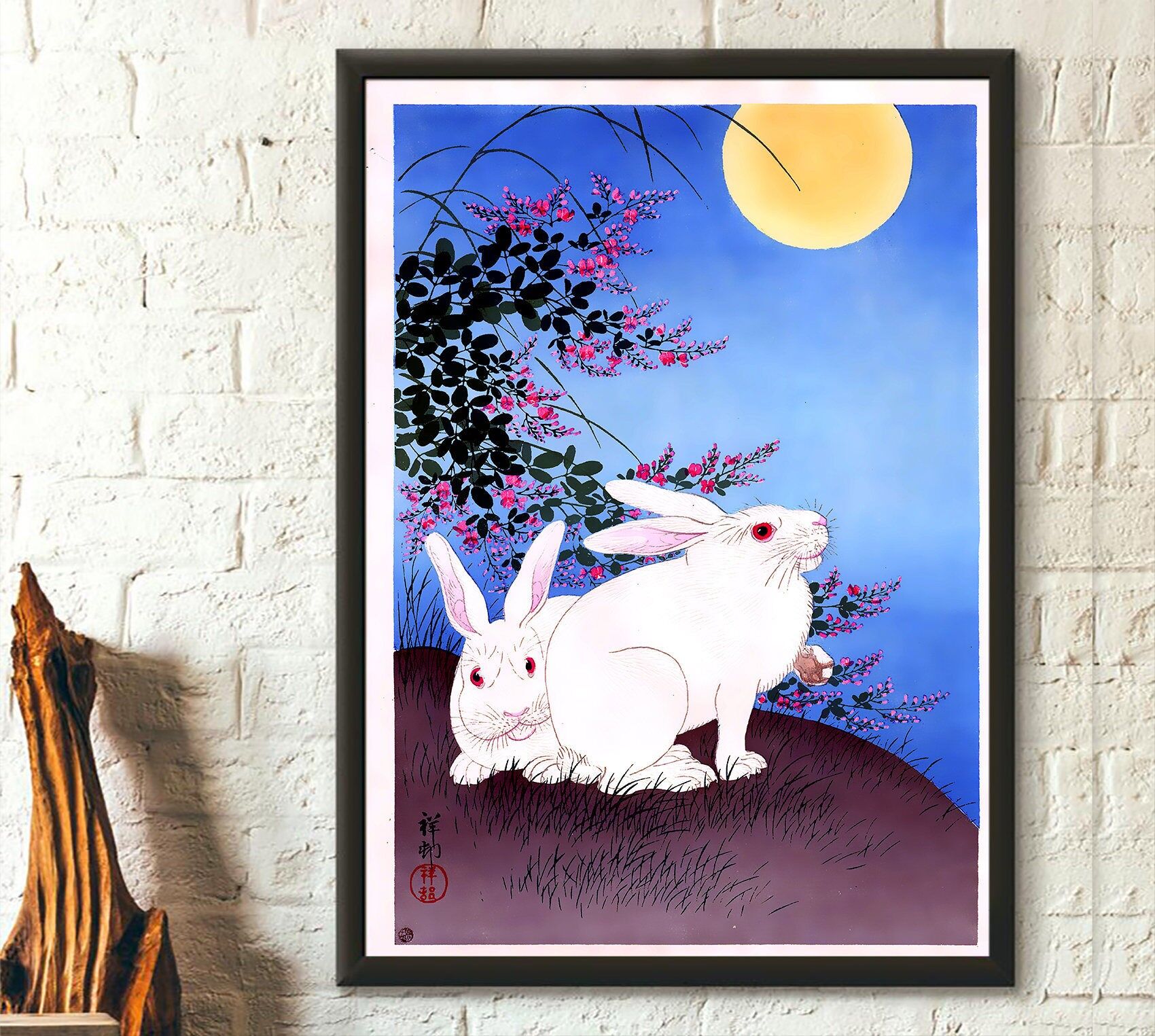 Poster del coniglio Ukiyo-e di Ohara Koson – Stampa giapponese premium – Decorazione del periodo Edo