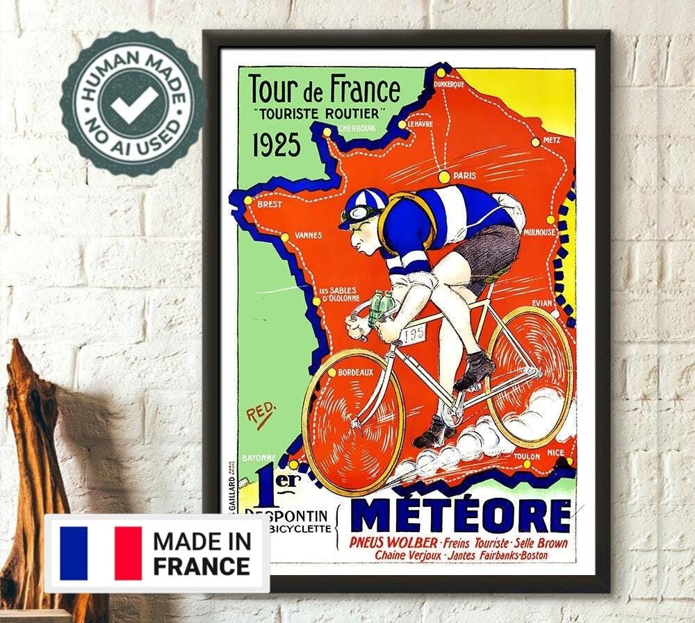 Manifesto del Tour de France 1925 – Manifesto del ciclismo d'epoca – Manifesto della bici sportiva – Manifesto del ciclismo – Biglietto d'auguri del Tour de France – Compleanno