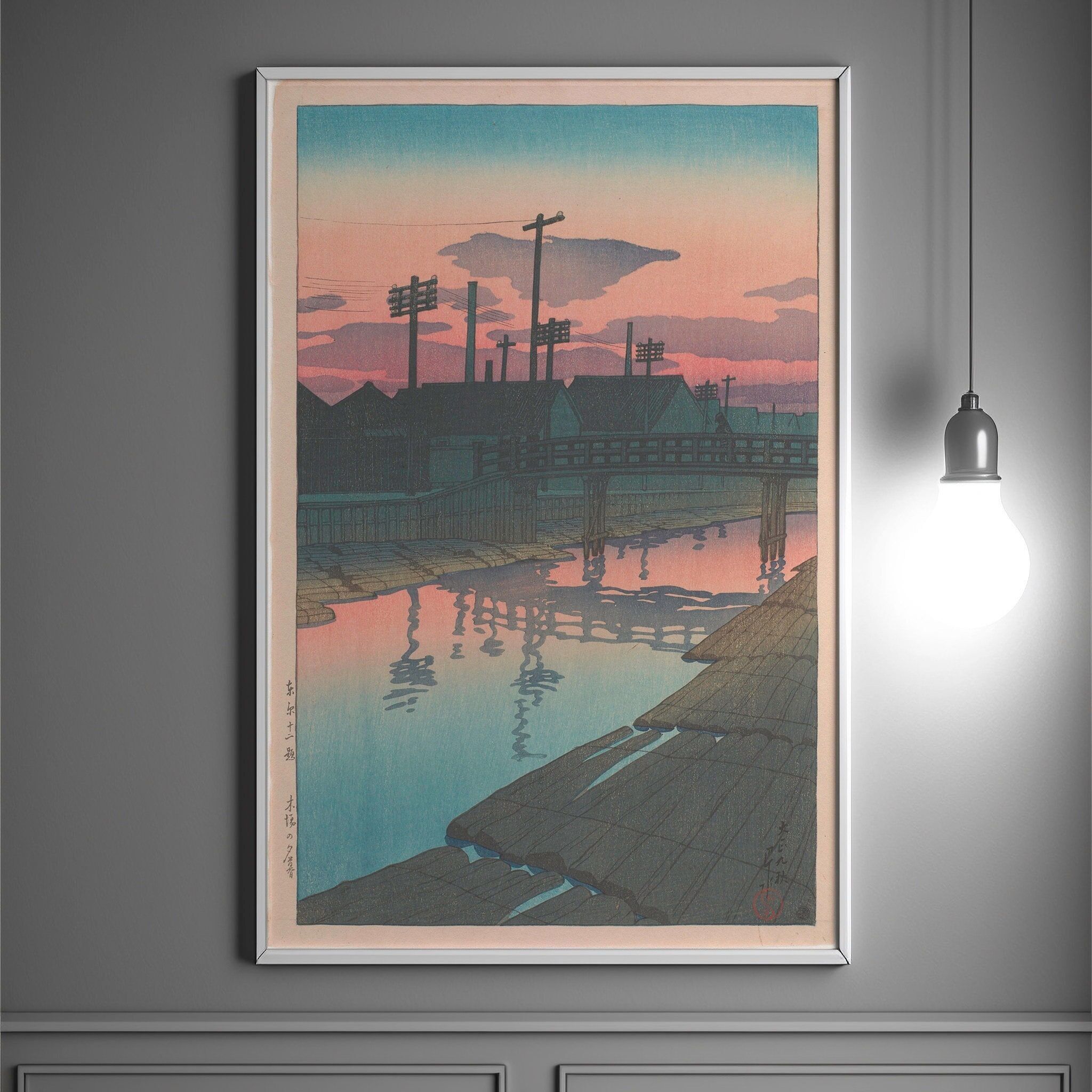 Sera alle segherie di Kiba 1920 – Kawase Hasui – Stampa giapponese – Poster Ukiyo-e – Arte murale giapponese – Poster Hasui – Arte giapponese