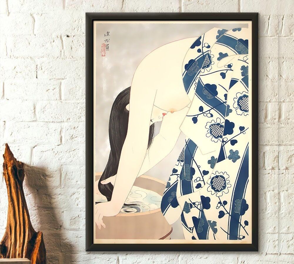 Poster Premium: Giappone – Lavaggio dei capelli 1953 – Stampa di Ito Shinsui – Poster Ukiyo-e – Arte murale giapponese – Poster di Shinsui – Arte murale giapponese