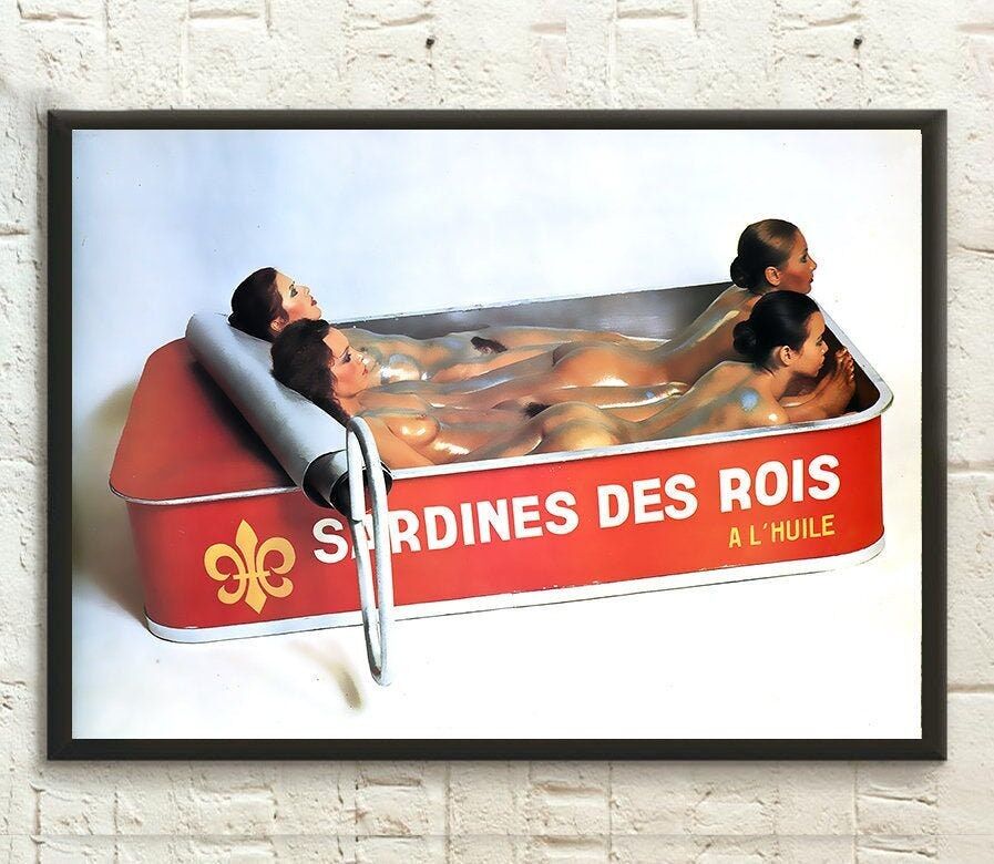 Sardine reali - Poster di cibo vintage - Decorazione da cucina - Poster da parete con sardine - Poster da cucina vintage - Nuovo poster nudo