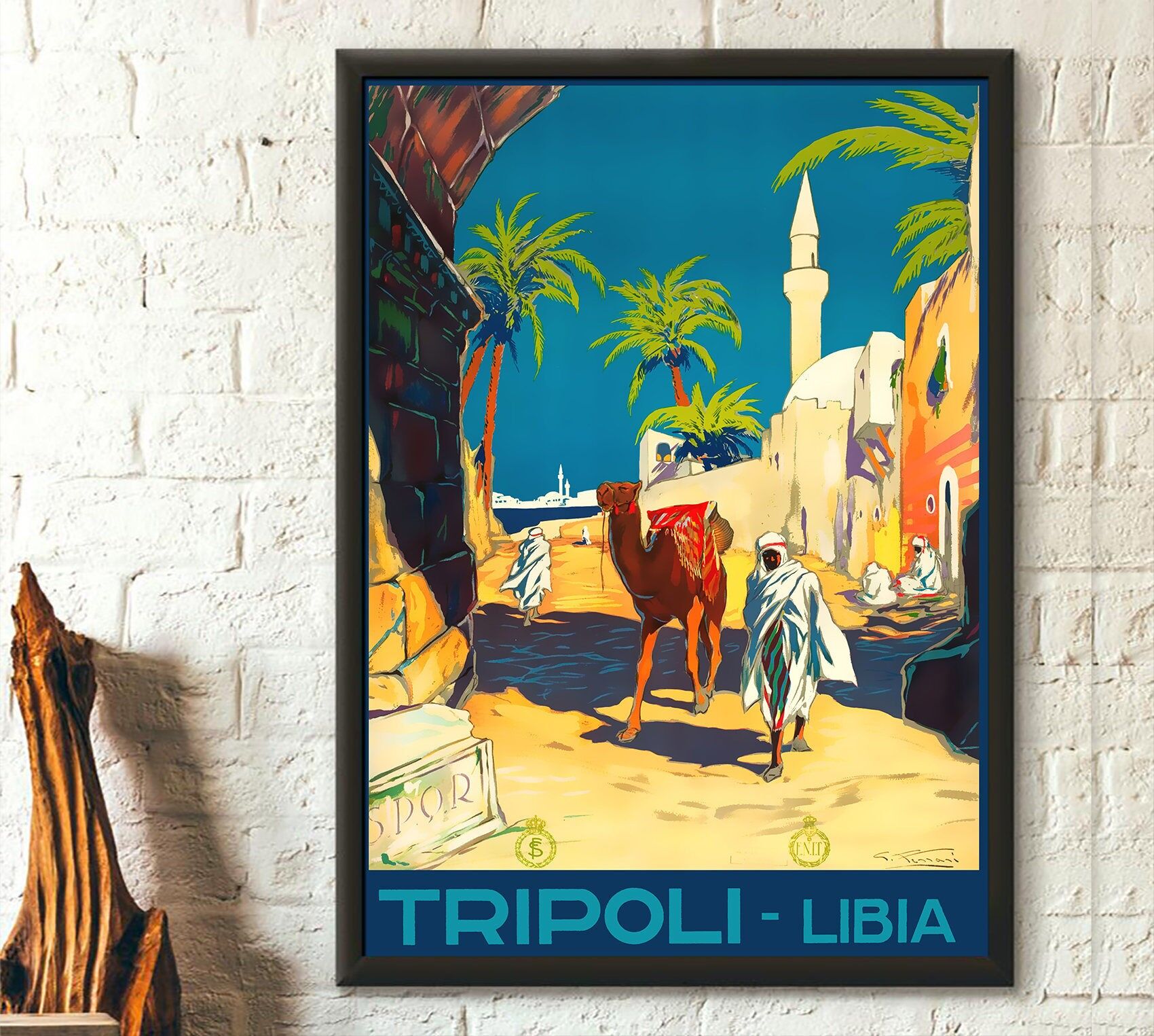 Poster Premium: Viaggio d'epoca in Libia anni '30 - Poster d'epoca di Tripoli - Poster della Libia - Arte murale di viaggio