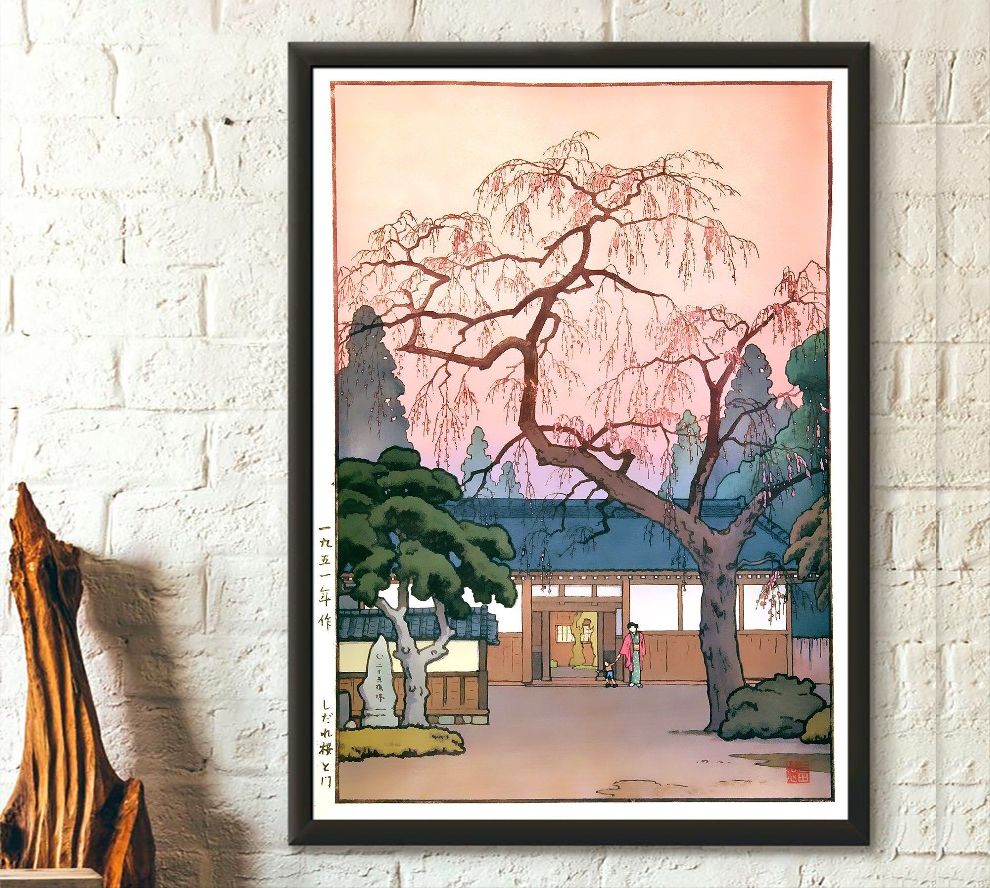 Sakura giapponese – Stampa floreale – Periodo Edo Ukiyo-e – Decorazione murale giapponese antica