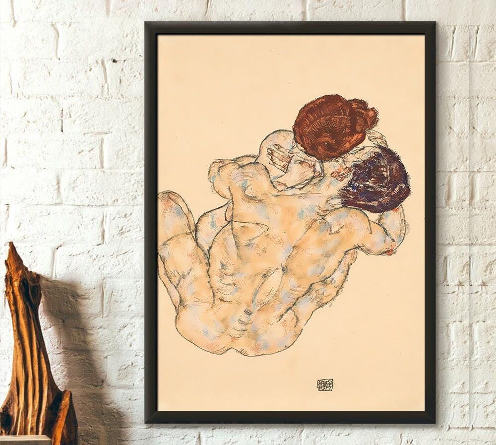 Egon Schiele, amanti, uomo e donna, 1914 – Poster artistico di Schiele – Stampa artistica – Inaugurazione della casa – Arte murale