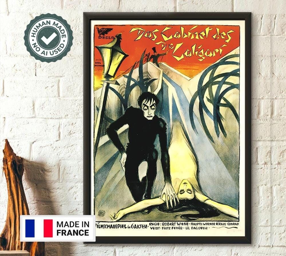 Poster Premium: Il gabinetto del dottor Caligari 1920 – Poster cinematografico retrò – Stampa cinematografica d'epoca – Decorazioni per teatro