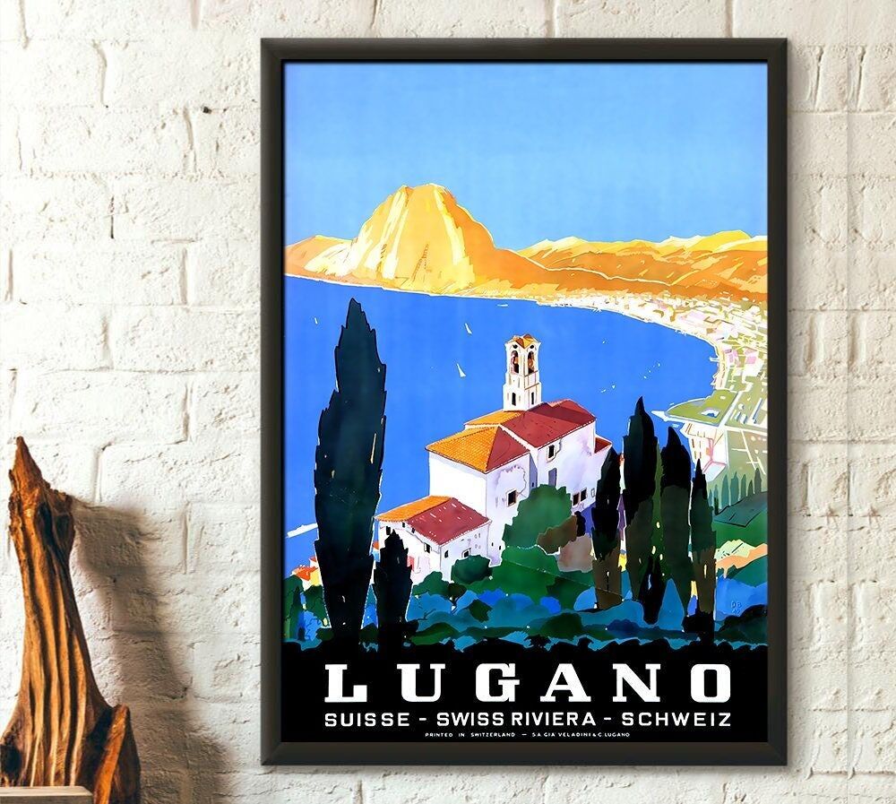 Poster Premium: Lugano, Svizzera - Poster di Lugano - Stampa svizzera - Arte murale di viaggio