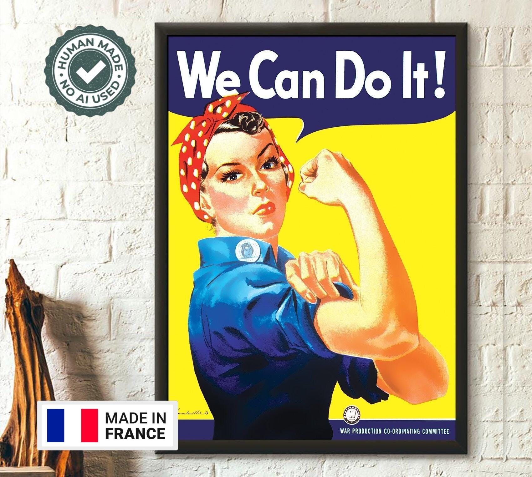Poster Premium: "We Can Do It" 1942 Wall Art – Poster di Rosie the Riveter – Poster della Seconda Guerra Mondiale – Propaganda – Poster iconico