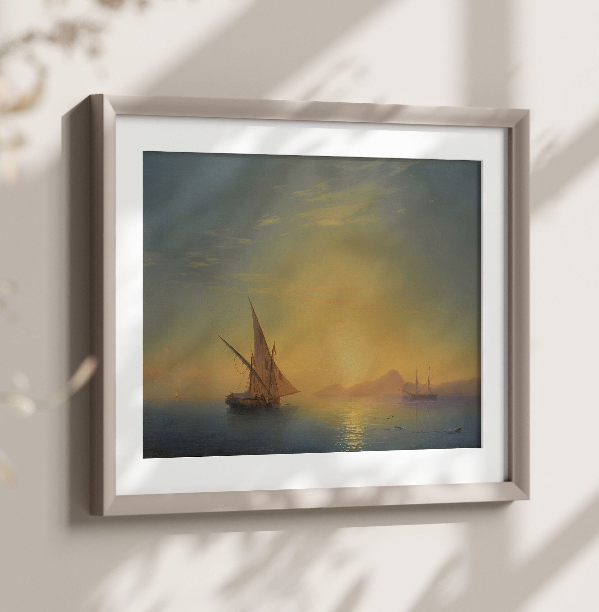 Poster Premium: Tramonto a Ischia di Ivan Aivazovsky 1857 – Riproduzione artistica – Arte murale romantica