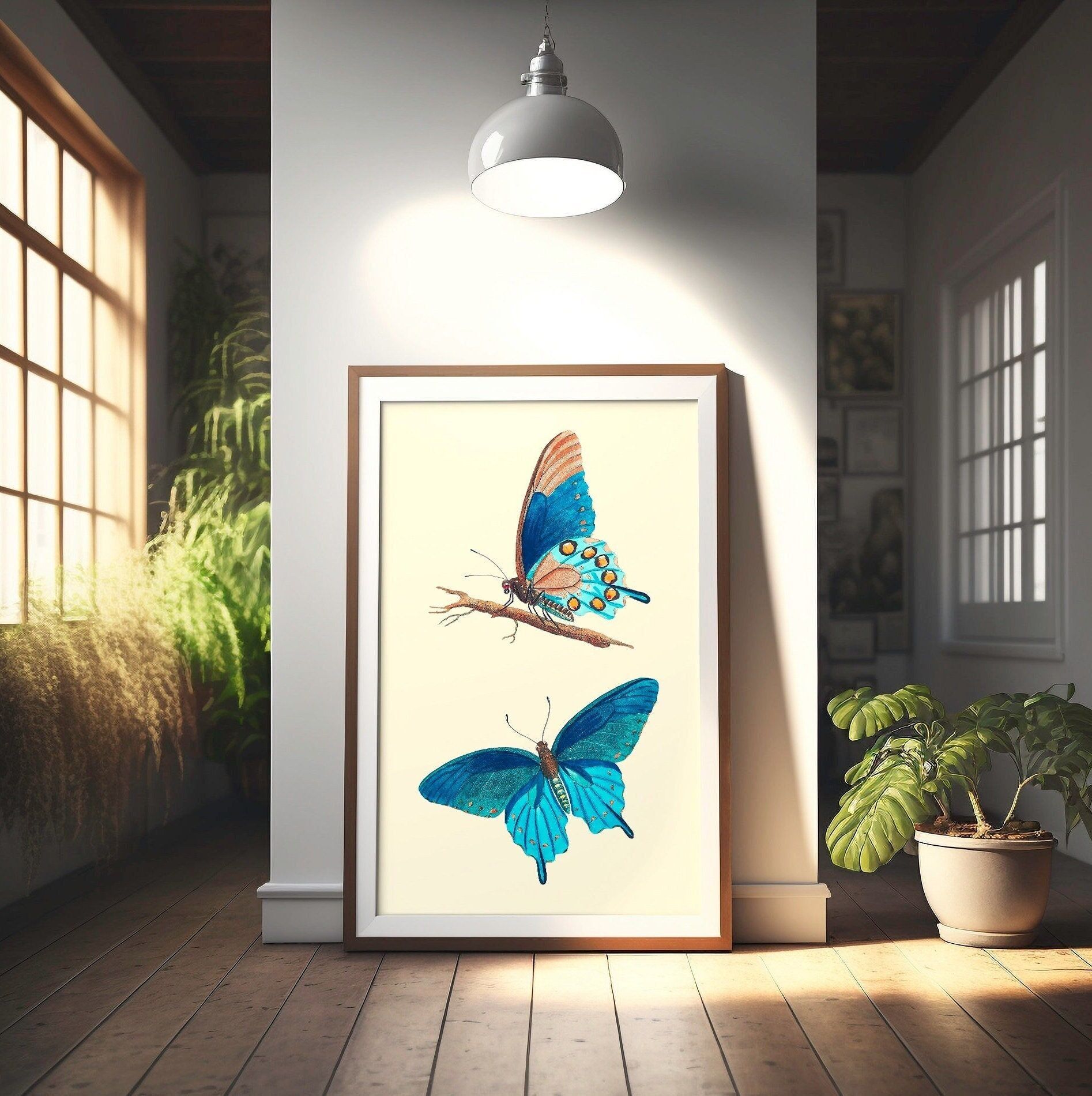 Poster botanico vintage con farfalle – Crea il tuo set