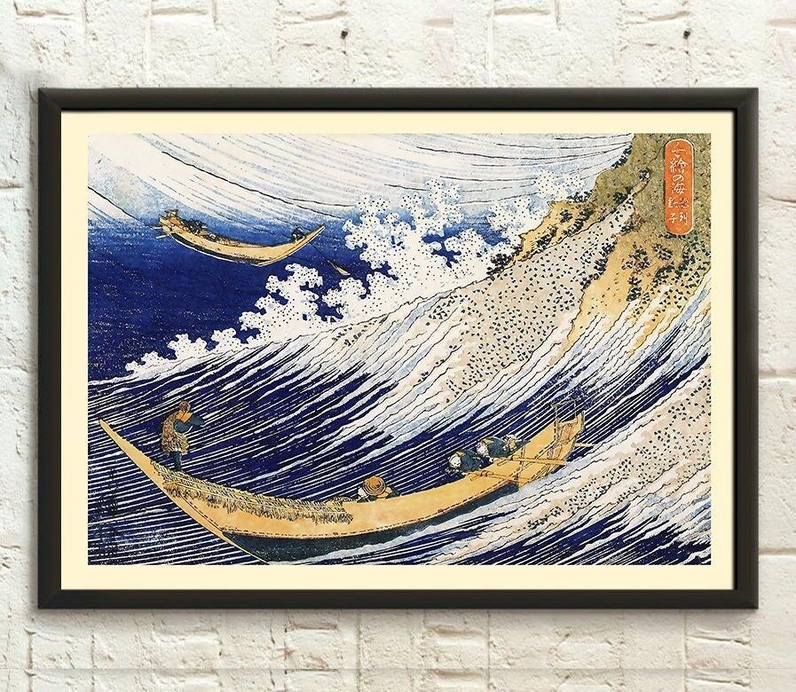 Katsushika Hokusai Ocean Waves – Stampa artistica da parete premium – Elegante Ukiyo-e