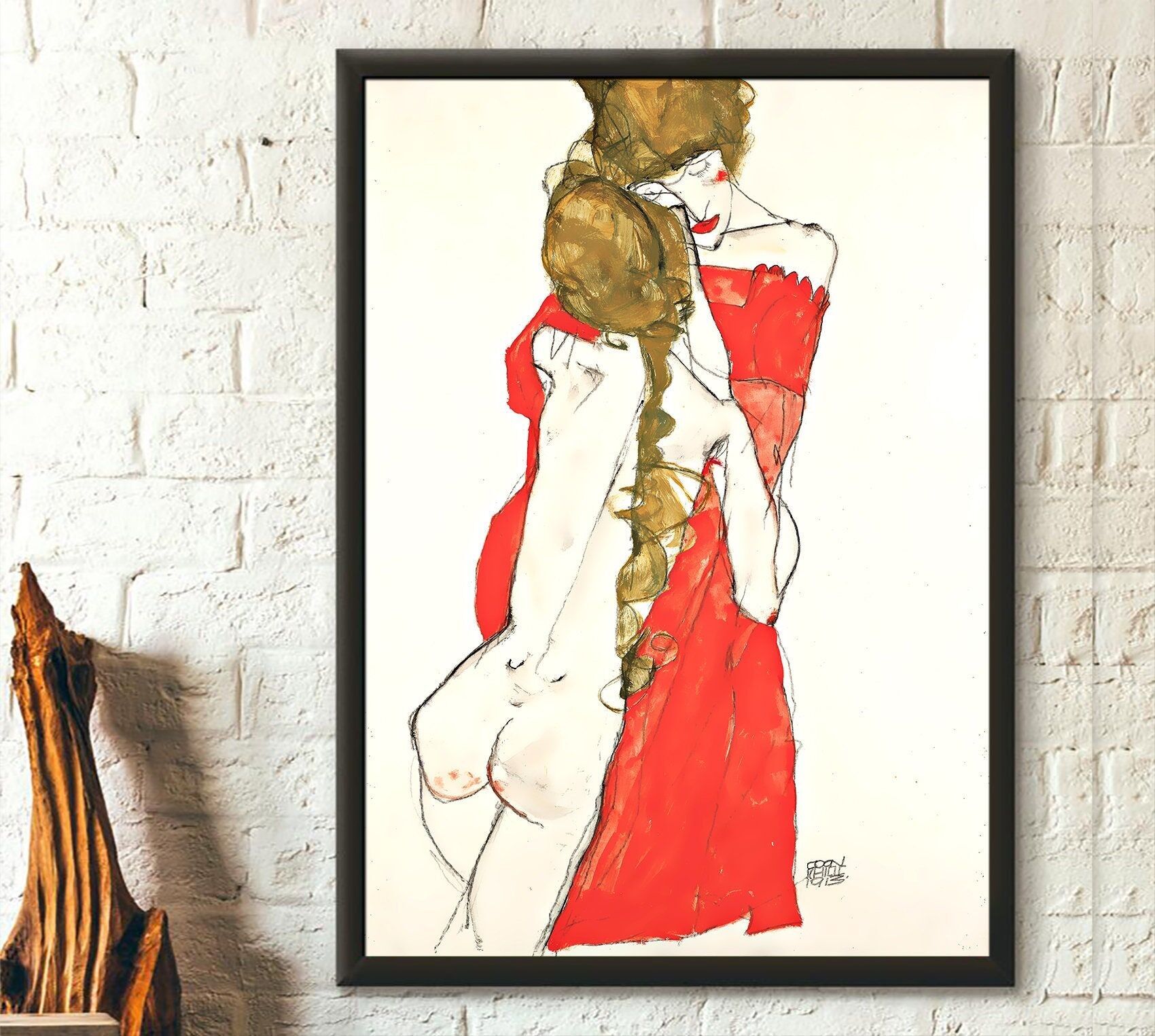 Madre e figlia Egon Schiele – Poster espressionista premium – Decorazione per la casa