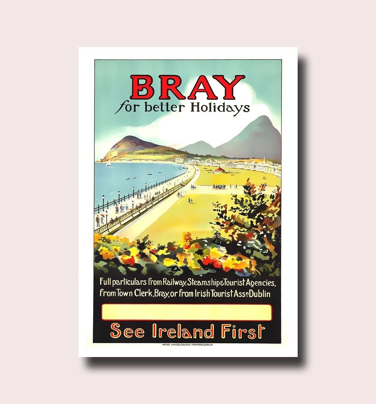 Poster di viaggio vintage di Bray, Irlanda - Poster perfetto per l'inaugurazione della casa