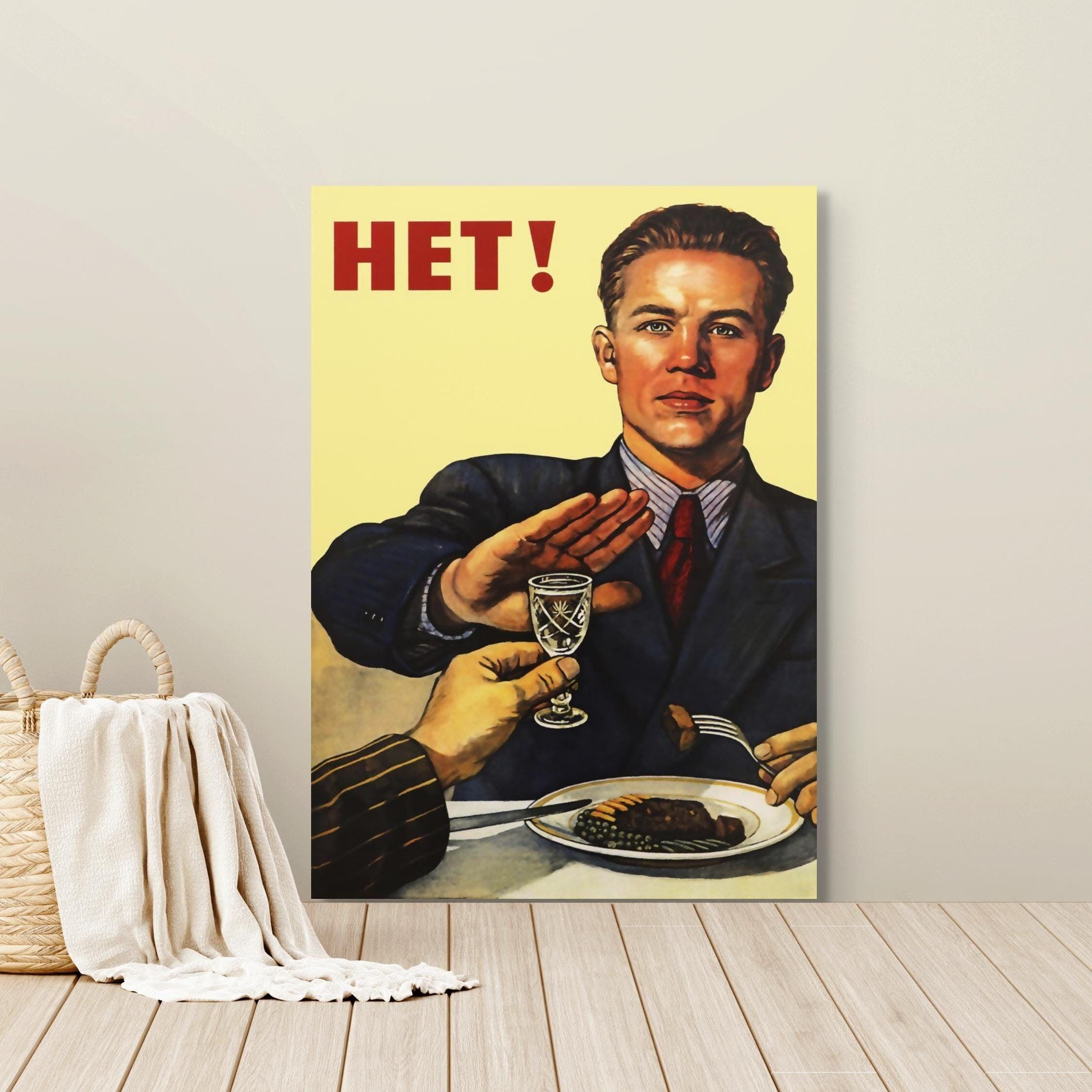 Manifesto sovietico d'epoca "No all'alcol" - Arte murale della Guerra Fredda - Decorazioni russe
