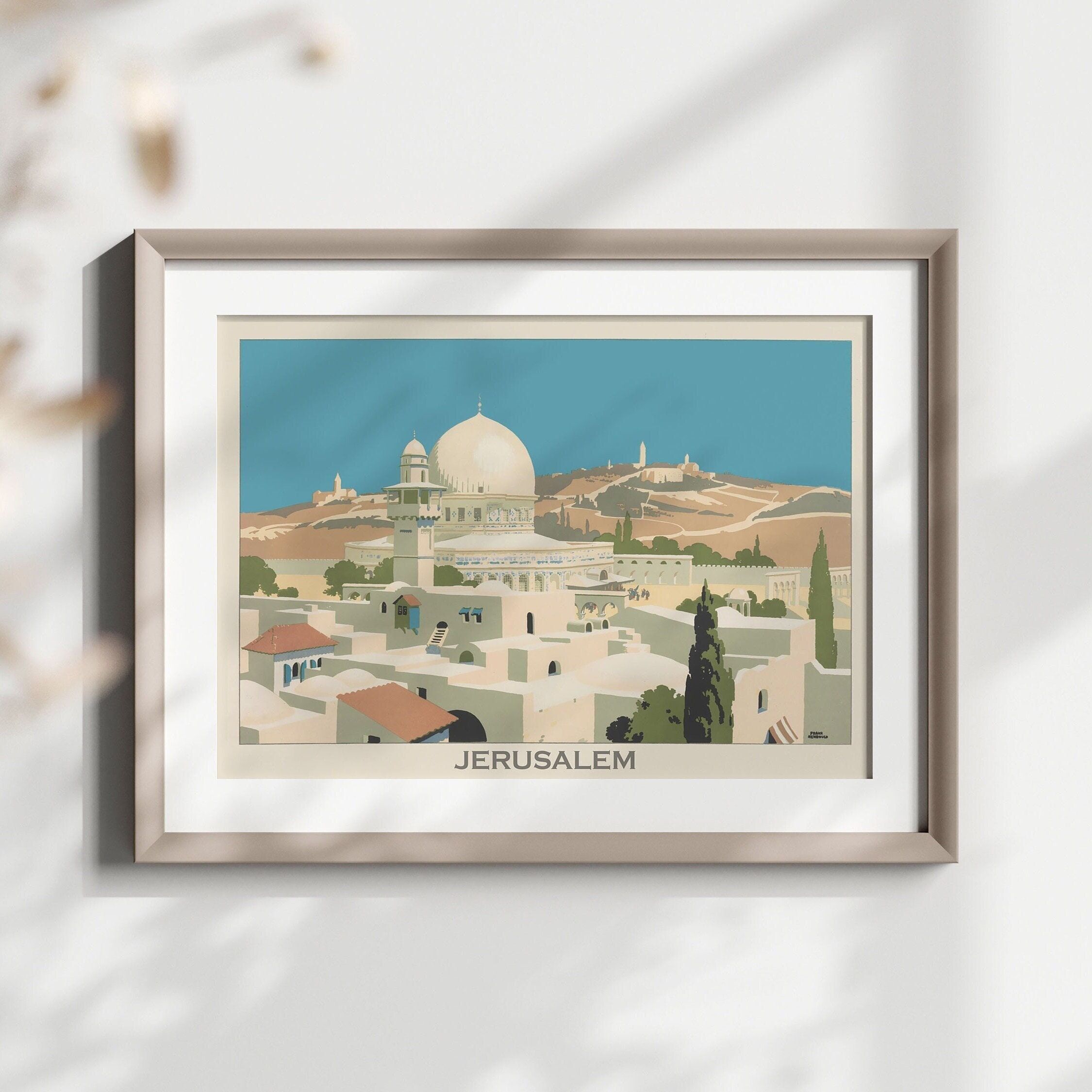 Poster di viaggio vintage di Gerusalemme - Arte murale premium anni '30