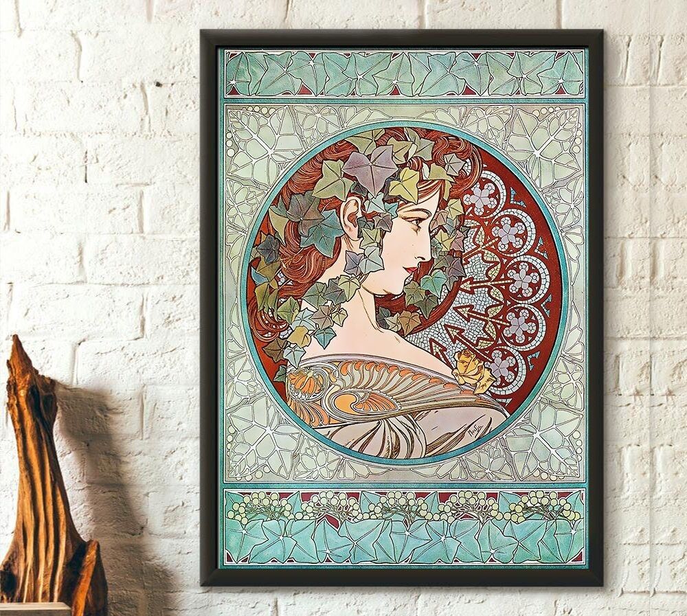 Stampa di Alphonse Mucha "Ivy" 1901 – Art Nouveau – Idea regalo per la casa