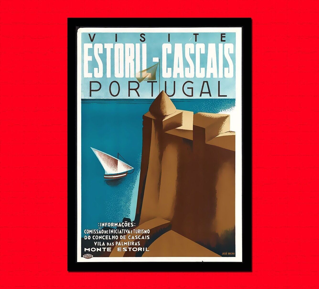 Poster di viaggio in Portogallo – Estoril Cascais – Decorazione per la casa europea