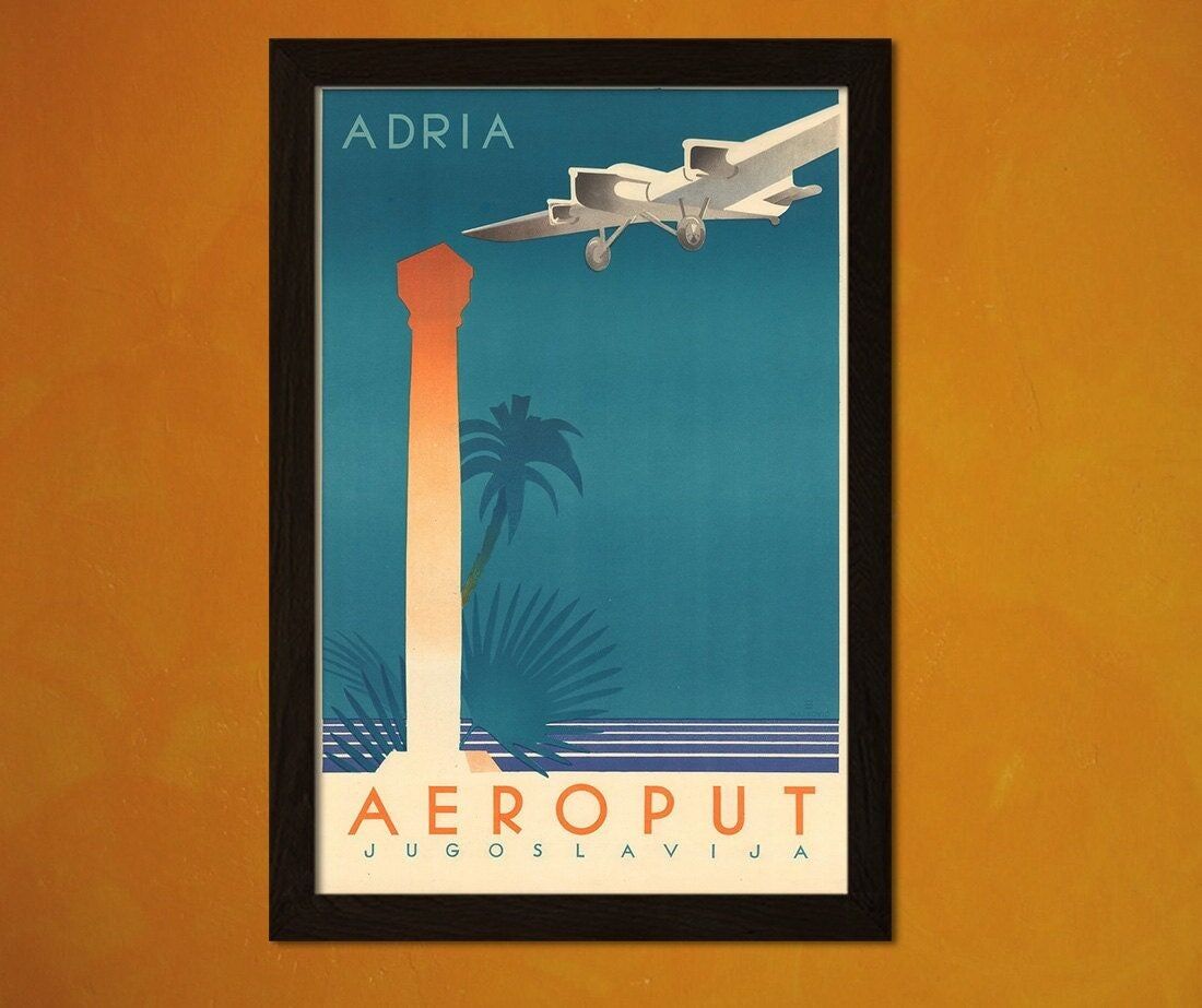 Poster di viaggio Aeroput Jugoslavia – Poster vintage dell'aereo Adria – Idea regalo unica per l'arte murale
