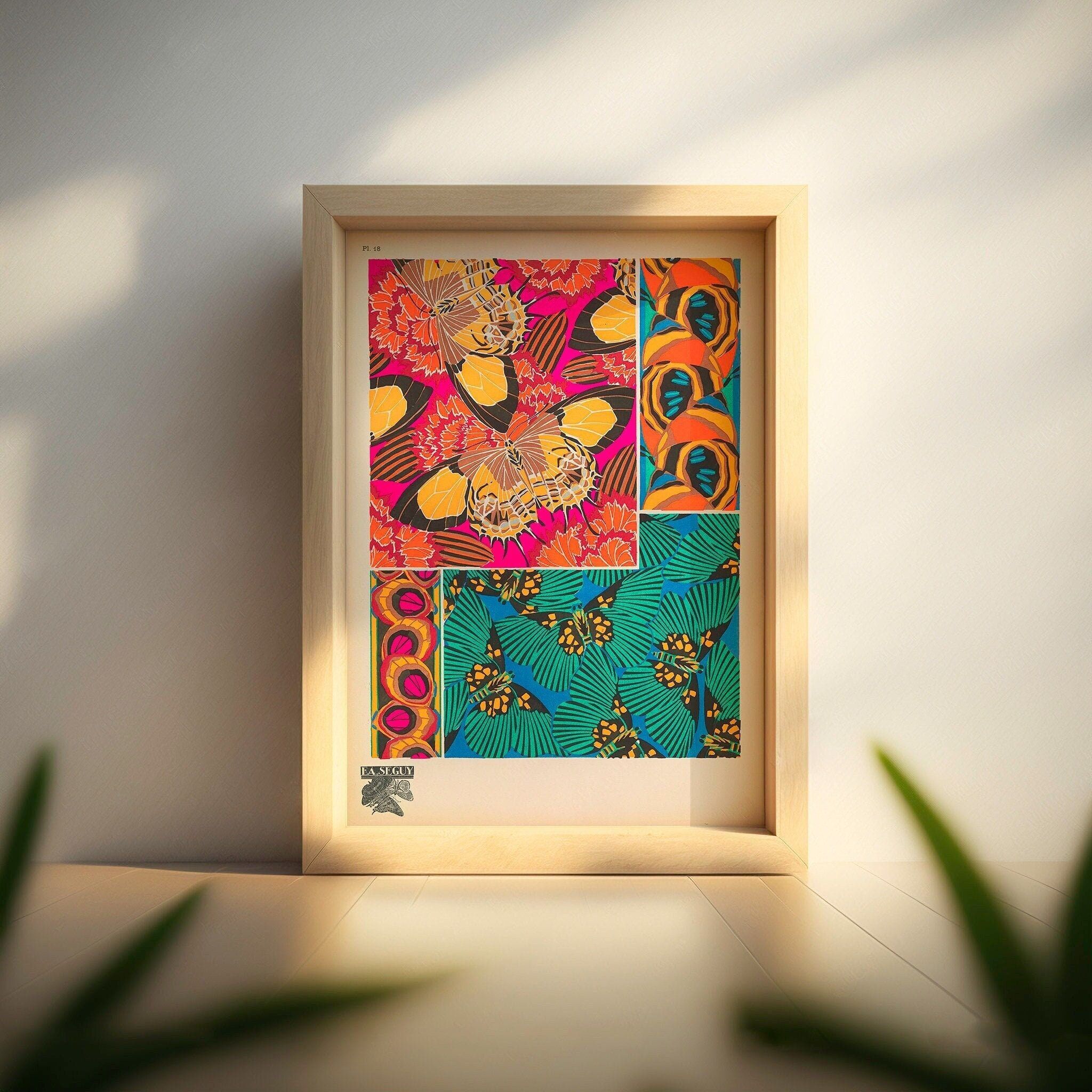 Poster vintage con farfalle – Arte murale botanica di alta qualità – Design anni '20