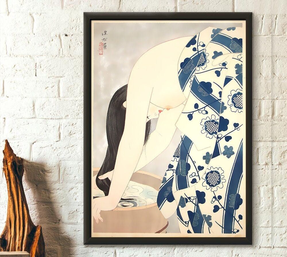 Poster Premium: Lavaggio dei capelli 1953 – Poster per bagno – Decorazione per bagno – Riproduzione di arte giapponese