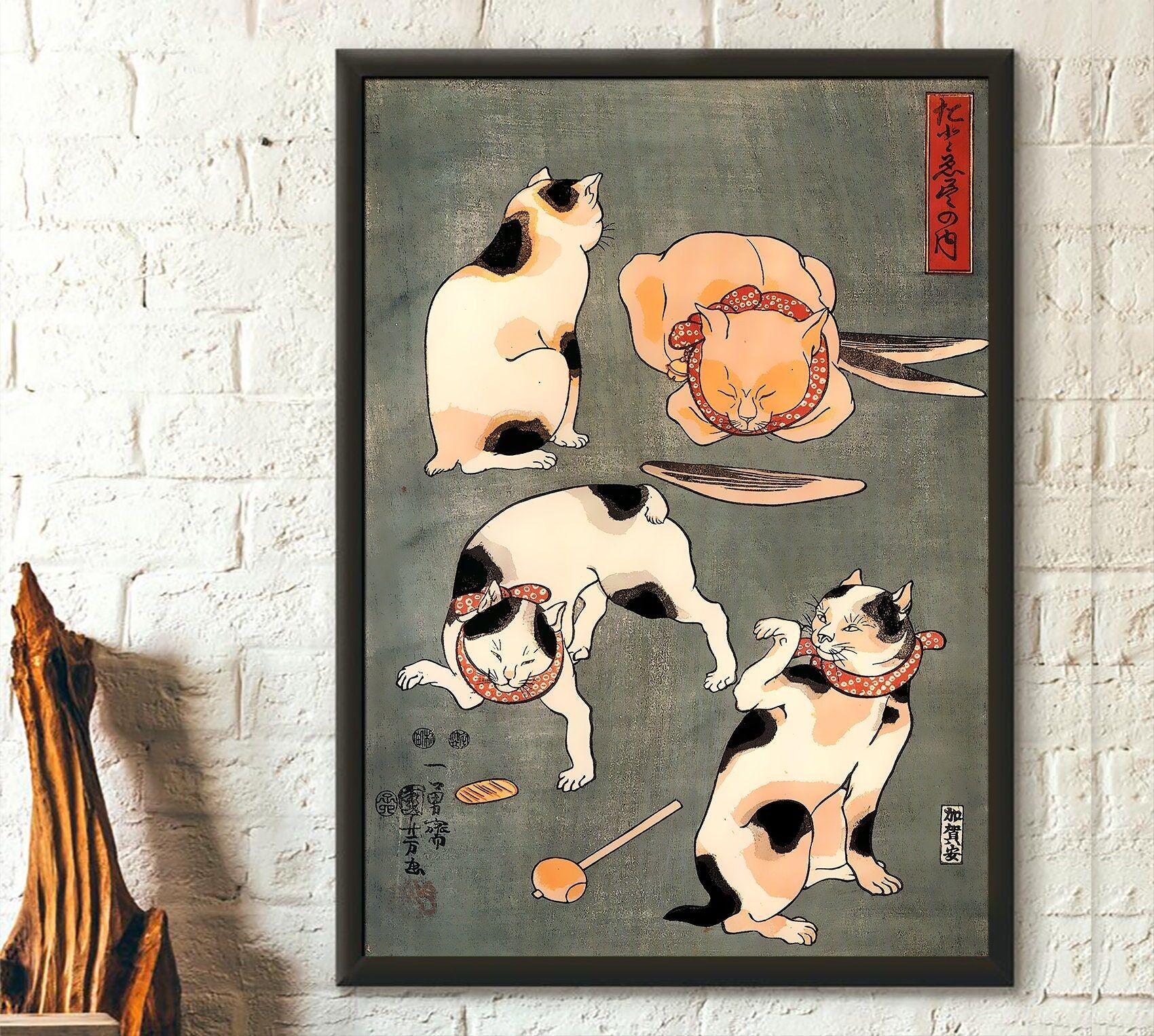 Poster Premium: Quattro gatti in pose diverse, XIX secolo – Poster per cameretta – Stampa artistica