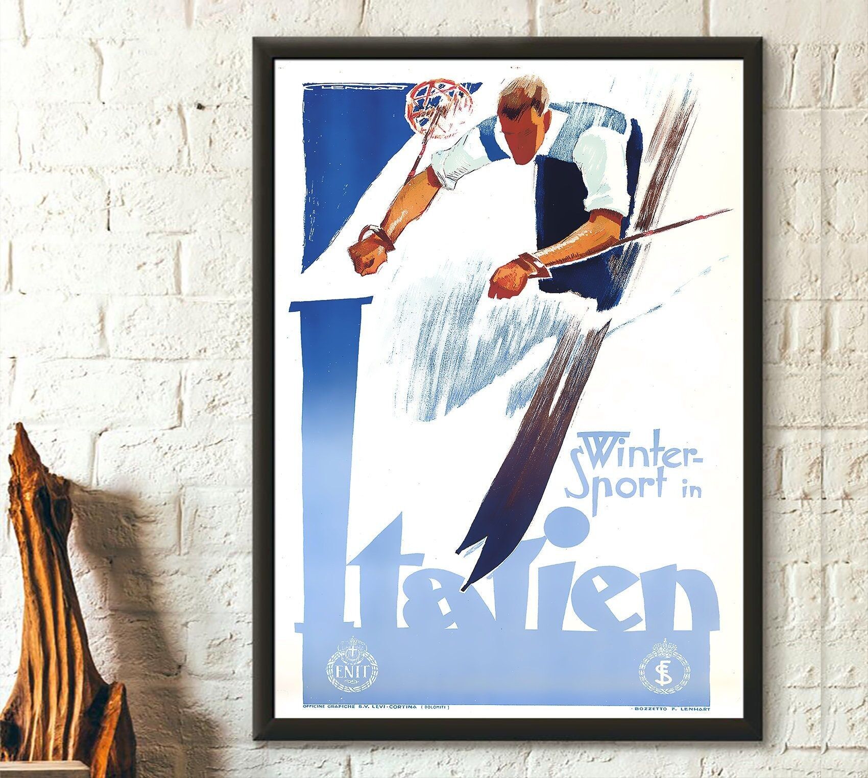 Stampa italiana vintage – Poster di viaggio in Italia – Poster di sci – Decorazione da viaggio per la casa – Idea regalo per il soggiorno
