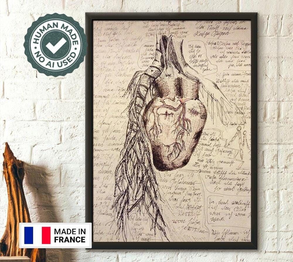 Stampa anatomica di Da Vinci – Poster medico – Poster anatomico del cuore – Arte murale anatomica