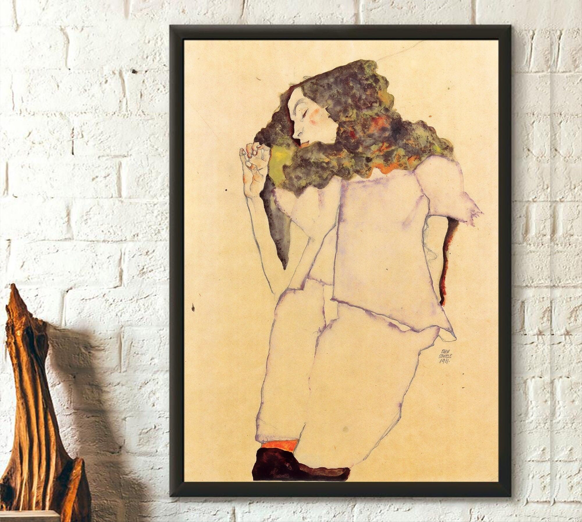 Poster Premium: Ragazza addormentata 1911 Egon Schiele – Stampa artistica – Poster Schiele – Arte murale per anniversario
