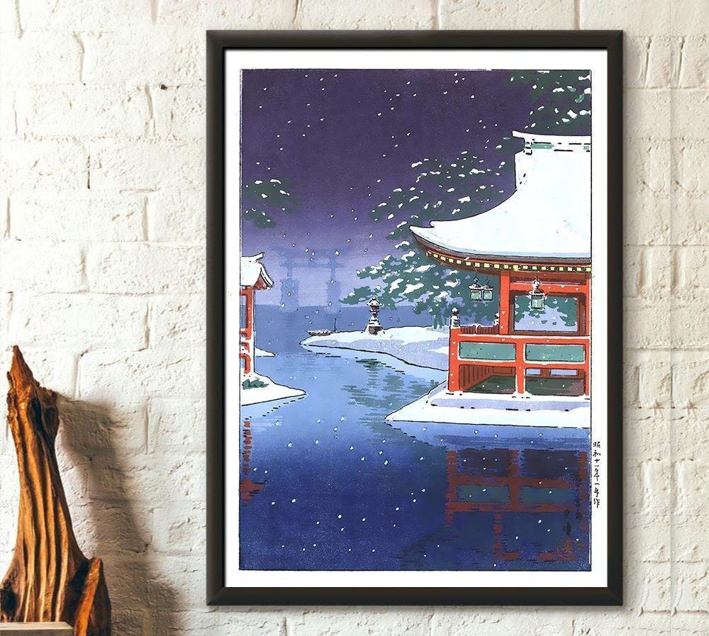 Miyajima sotto la neve 1936 – Tsuchiya Koitsu – Poster Ukiyo-e – Stampa giapponese periodo Edo