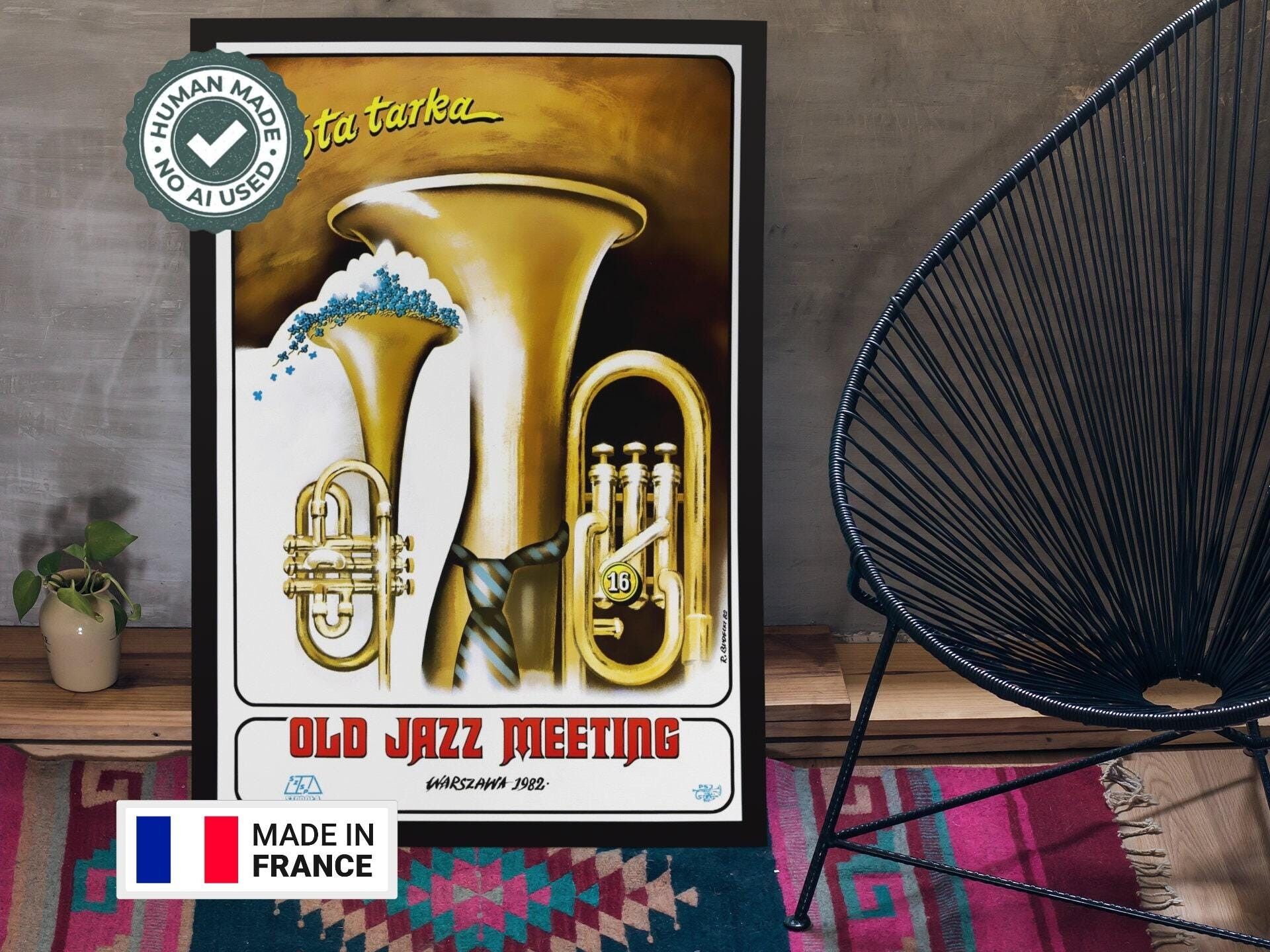 Vecchio manifesto jazz Varsavia 1982 – Manifesto del festival – Decorazioni musicali – Manifesto jazz – Stampe per soggiorno